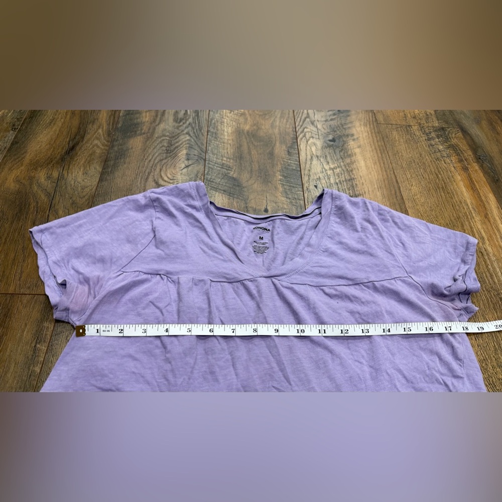 Sonoma Peplum Top V-Neck Short Sleeve Tiered  Purple T Shirt, Size Medium - Picture 5 of 6
